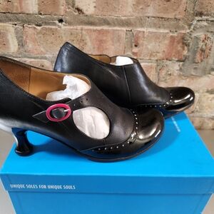 John Fluevog Black Heels with Ergonomic Design